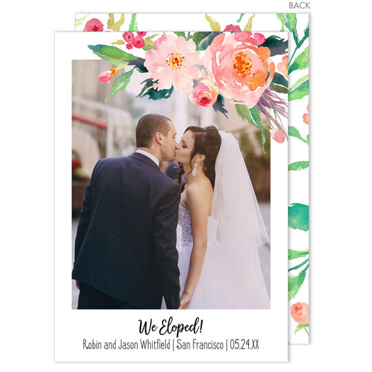 Watercolor Bouquet Photo Wedding Announcements